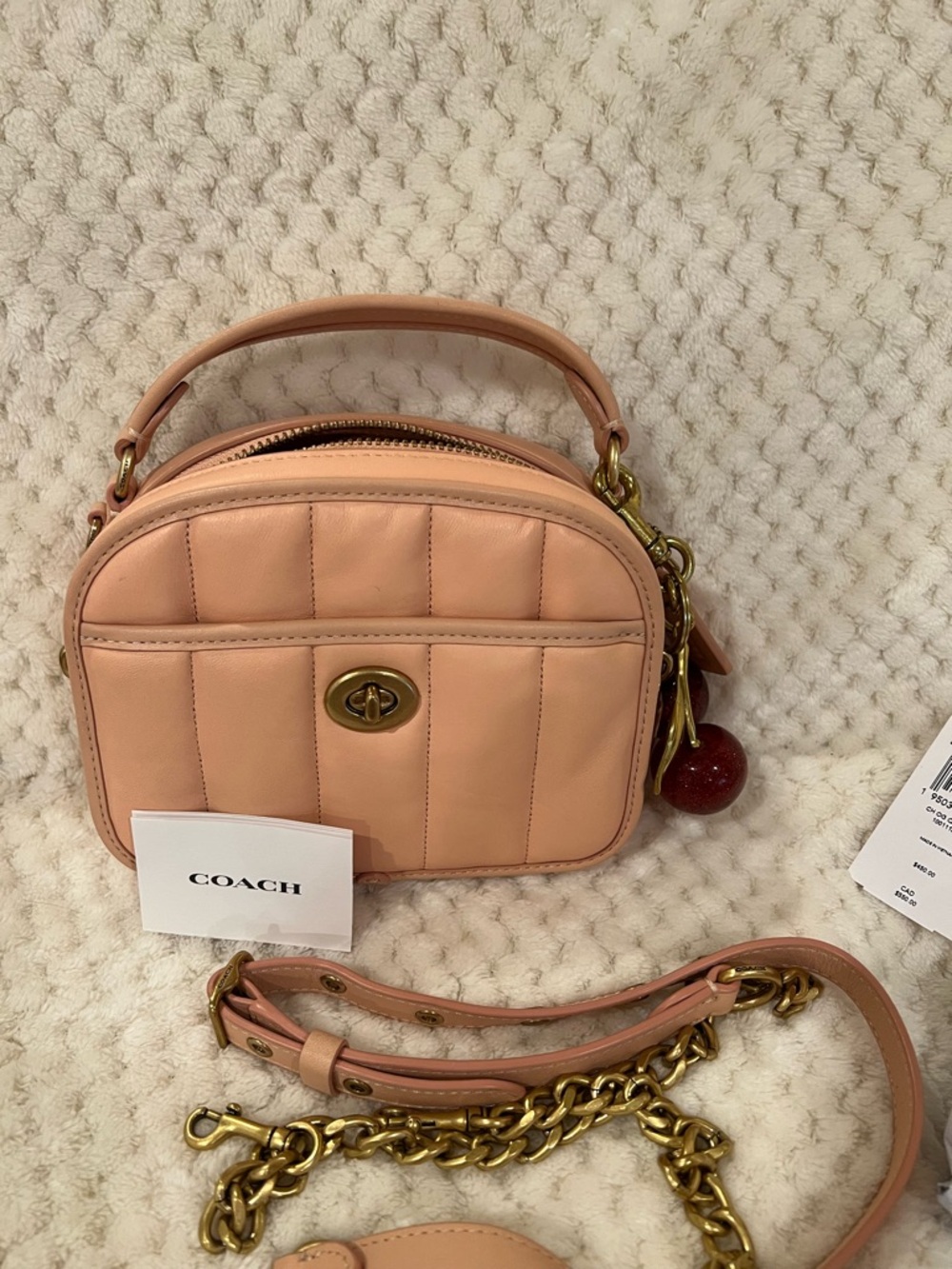 Coach Faded Blush  Quilted  Leather lunchbox Crossbody with Top Handle